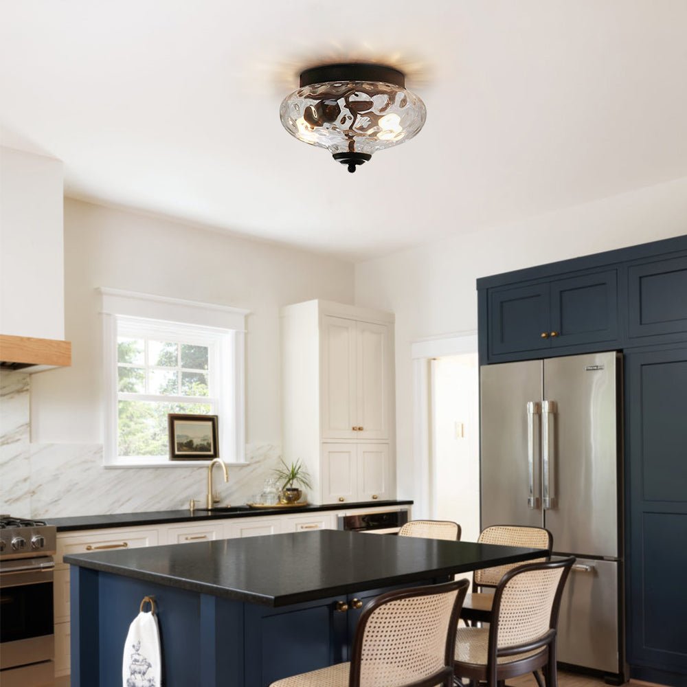 Modern Farmhouse Glass 2 - Light Flush Mount Ceiling Light - LightfixturesUAE