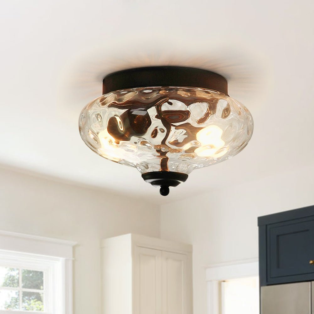 Modern Farmhouse Glass 2 - Light Flush Mount Ceiling Light - LightfixturesUAE