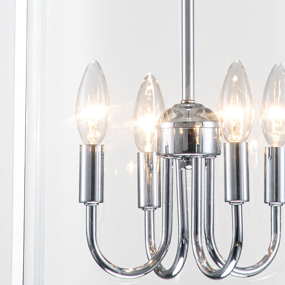 Modern Farmhouse Lantern Round Glass Chandelier - LightfixturesUAE
