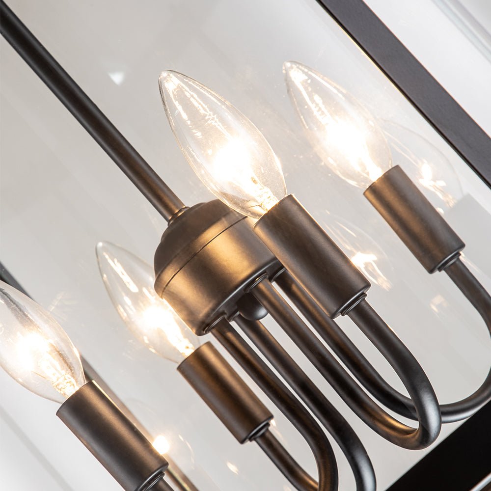 Modern Farmhouse Lantern Round Glass Chandelier - LightfixturesUAE