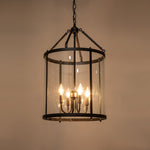 Modern Farmhouse Lantern Round Glass Chandelier - LightfixturesUAE