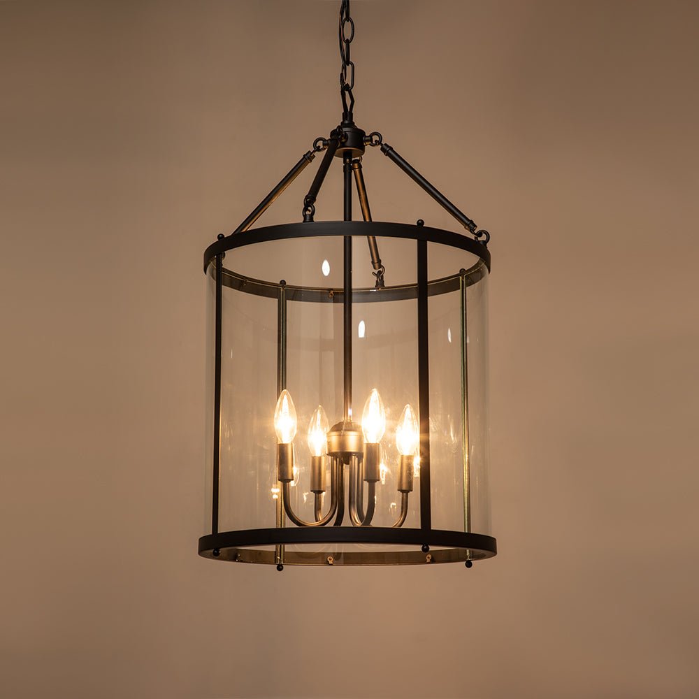 Modern Farmhouse Lantern Round Glass Chandelier - LightfixturesUAE