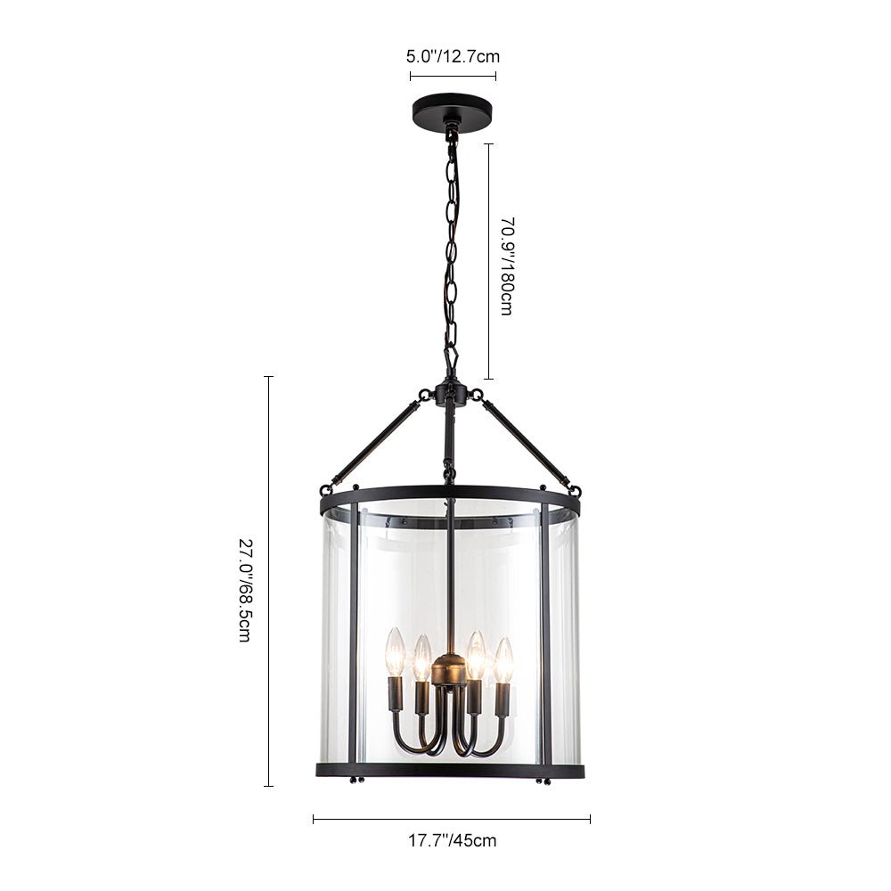 Modern Farmhouse Lantern Round Glass Chandelier - LightfixturesUAE