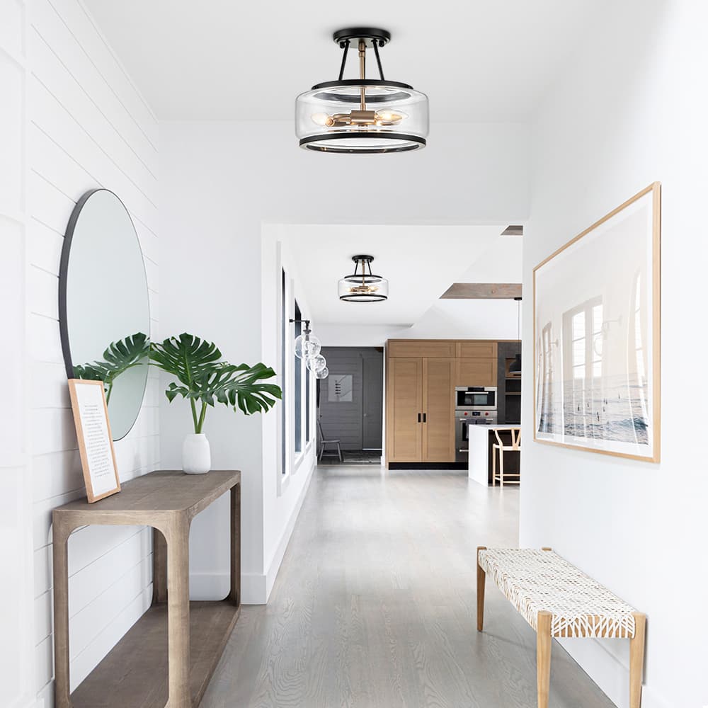 Modern Farmhouse Semi Flush Mount in Open Clear Glass - LightfixturesUAE