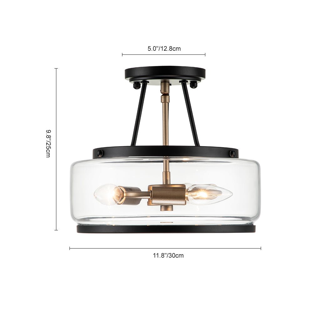 Modern Farmhouse Semi Flush Mount in Open Clear Glass - LightfixturesUAE