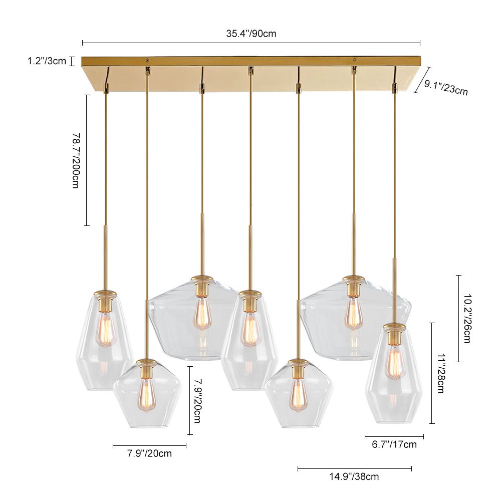 Modern Geometric 7 - Light Clear Glass Chandelier - LightfixturesUAE