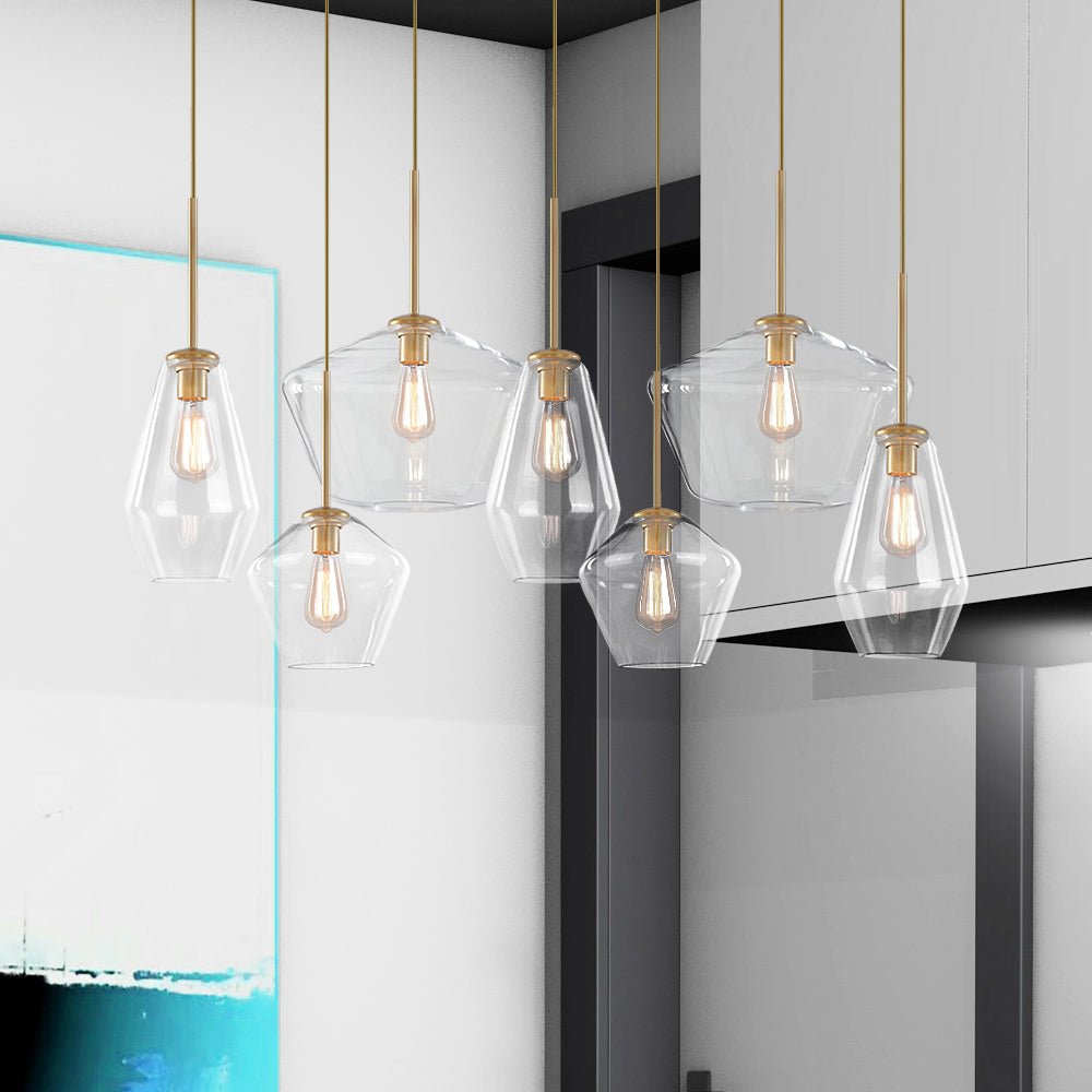 Modern Geometric 7 - Light Clear Glass Chandelier - LightfixturesUAE
