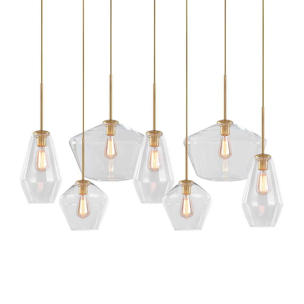 Modern Geometric 7 - Light Clear Glass Chandelier - LightfixturesUAE