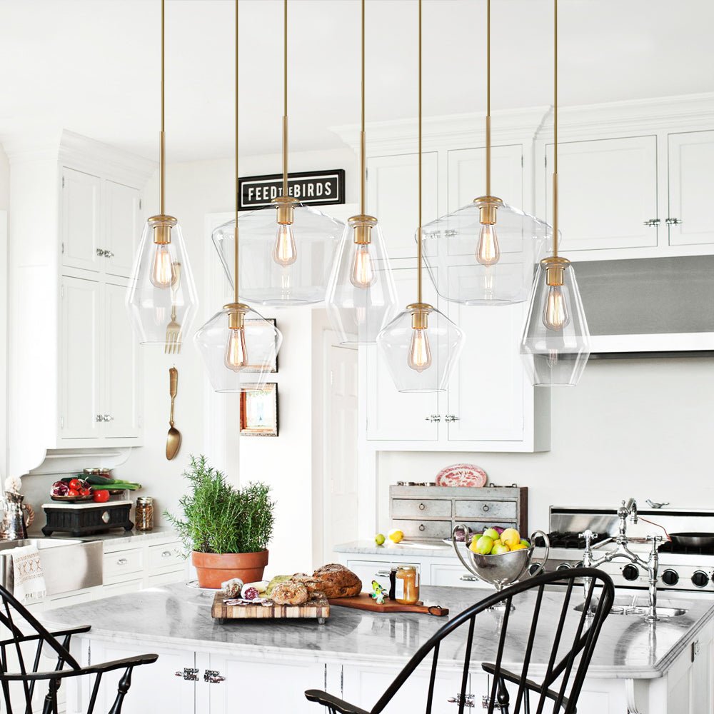 Modern Geometric 7 - Light Clear Glass Chandelier - LightfixturesUAE