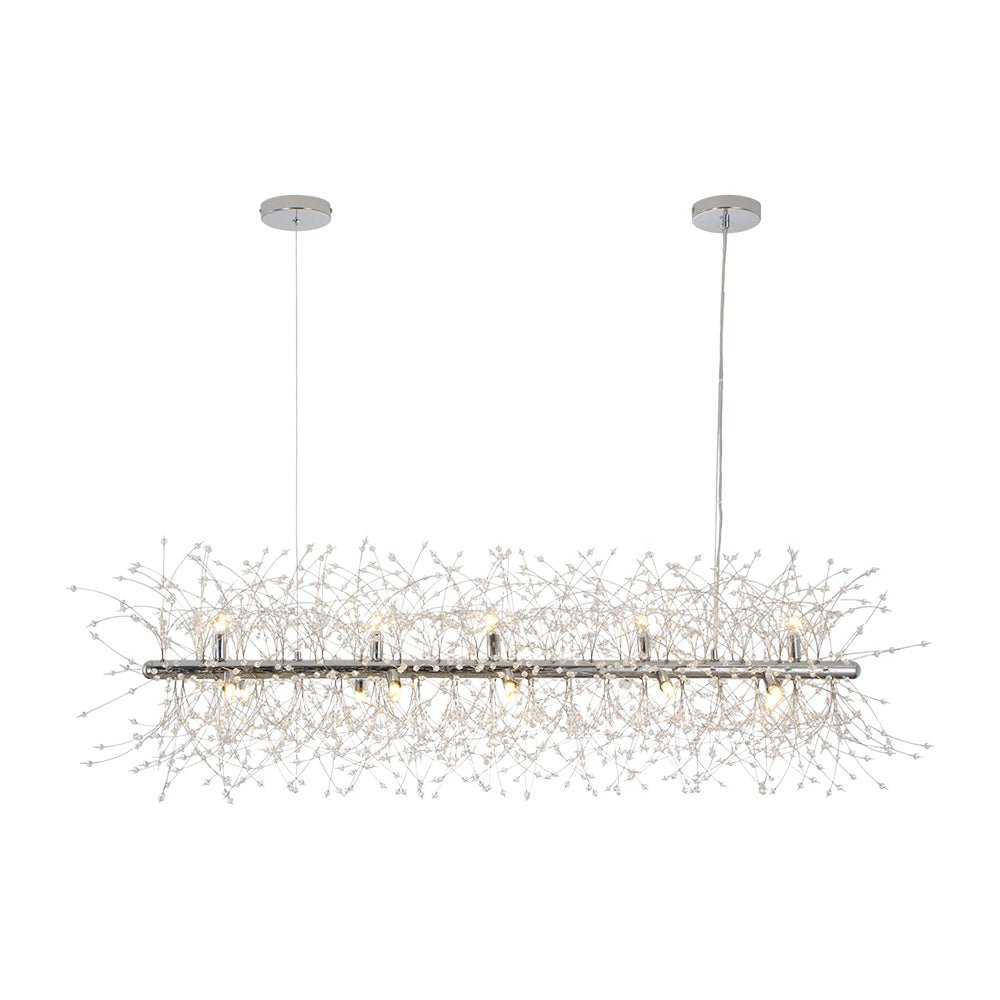 Modern Glam 15 - Light Starburst Dandelion Crystal Glass Linear Chandelier - LightfixturesUAE