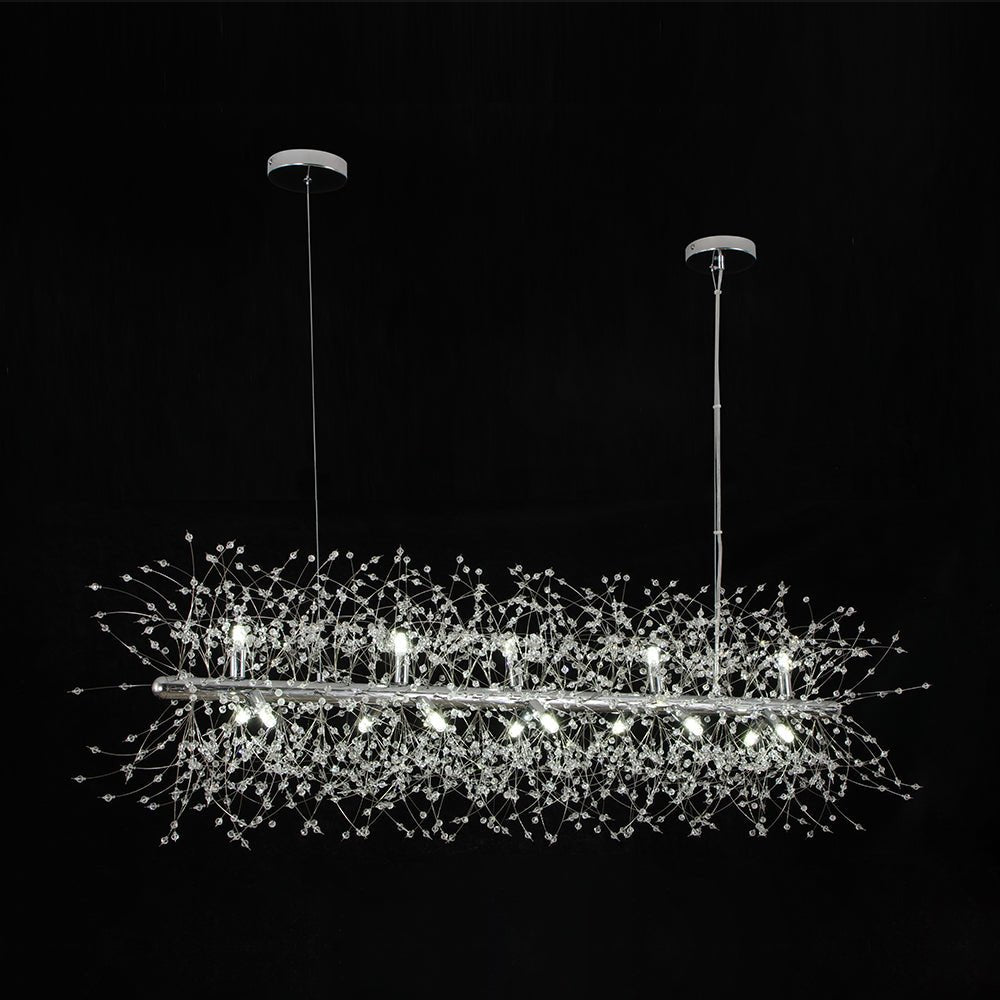 Modern Glam 15 - Light Starburst Dandelion Crystal Glass Linear Chandelier - LightfixturesUAE