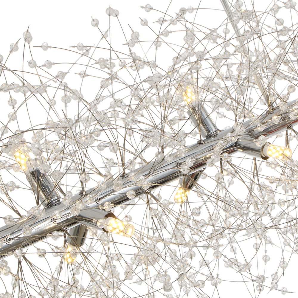 Modern Glam 15 - Light Starburst Dandelion Crystal Glass Linear Chandelier - LightfixturesUAE