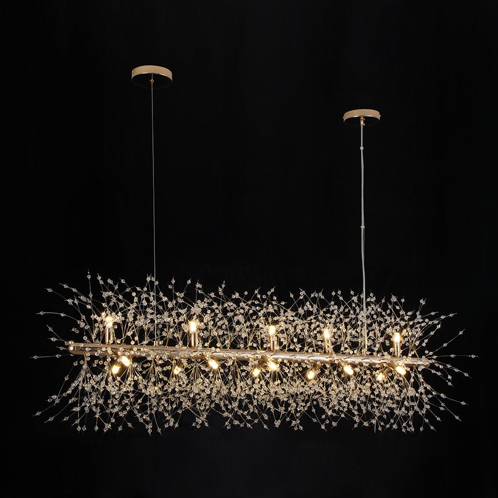 Modern Glam 15 - Light Starburst Dandelion Crystal Glass Linear Chandelier - LightfixturesUAE