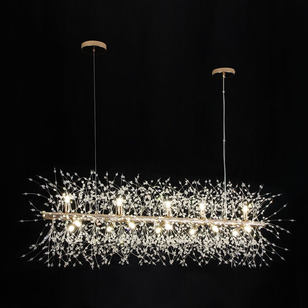 Modern Glam 15 - Light Starburst Dandelion Crystal Glass Linear Chandelier - LightfixturesUAE