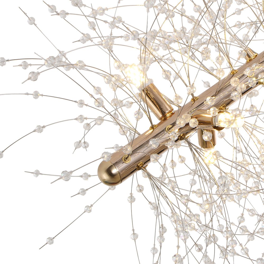 Modern Glam 15 - Light Starburst Dandelion Crystal Glass Linear Chandelier - LightfixturesUAE