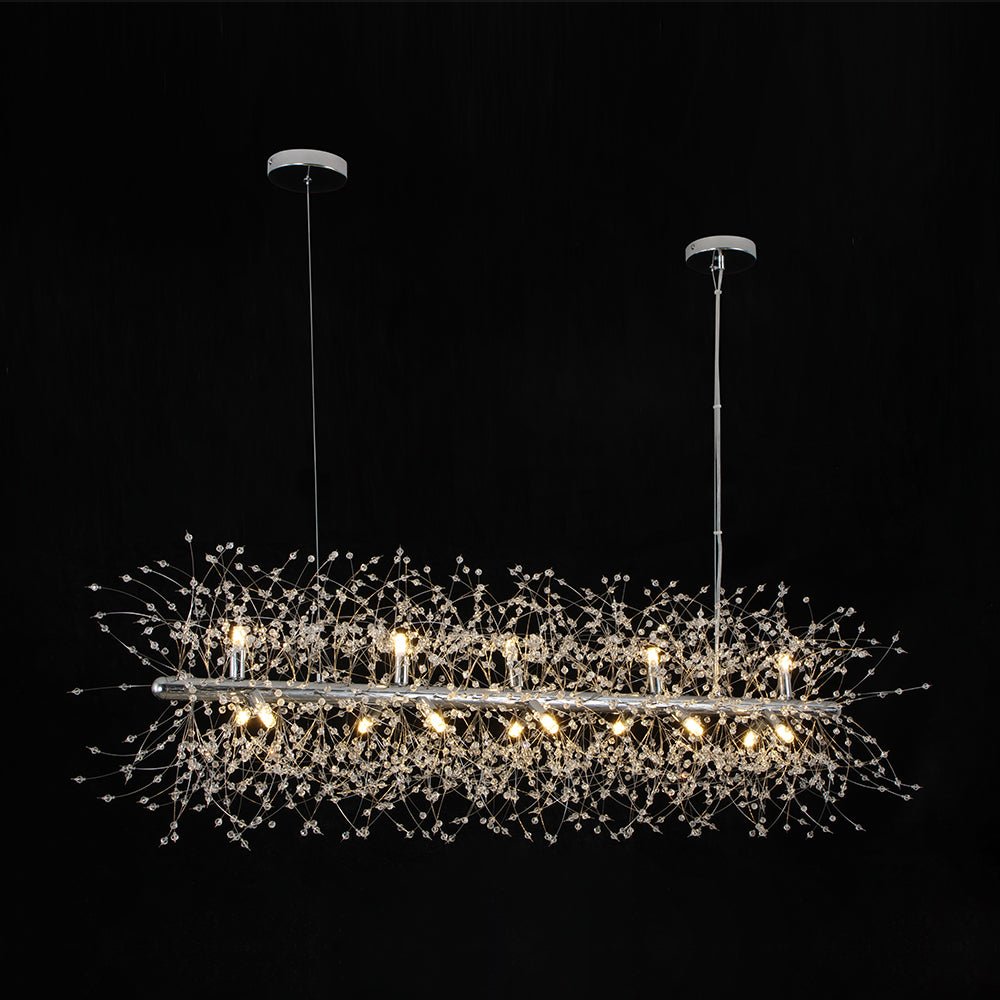 Modern Glam 15 - Light Starburst Dandelion Crystal Glass Linear Chandelier - LightfixturesUAE