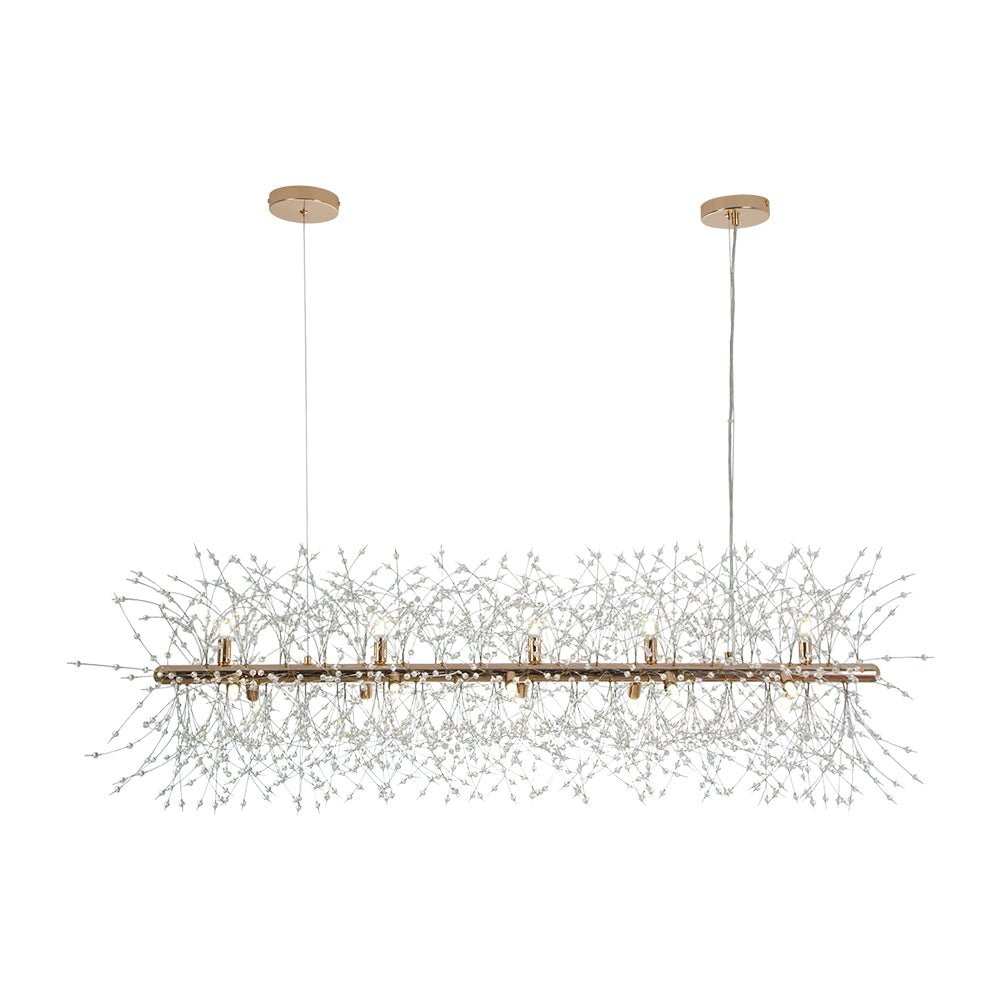 Modern Glam 15 - Light Starburst Dandelion Crystal Glass Linear Chandelier - LightfixturesUAE