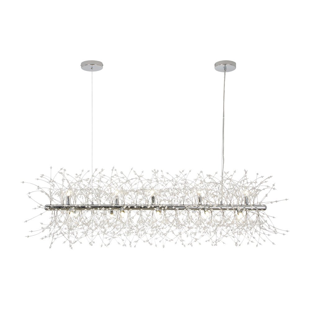 Modern Glam 15 - Light Starburst Dandelion Crystal Glass Linear Chandelier - LightfixturesUAE