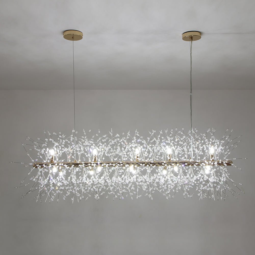 Modern Glam 15 - Light Starburst Dandelion Crystal Glass Linear Chandelier - LightfixturesUAE