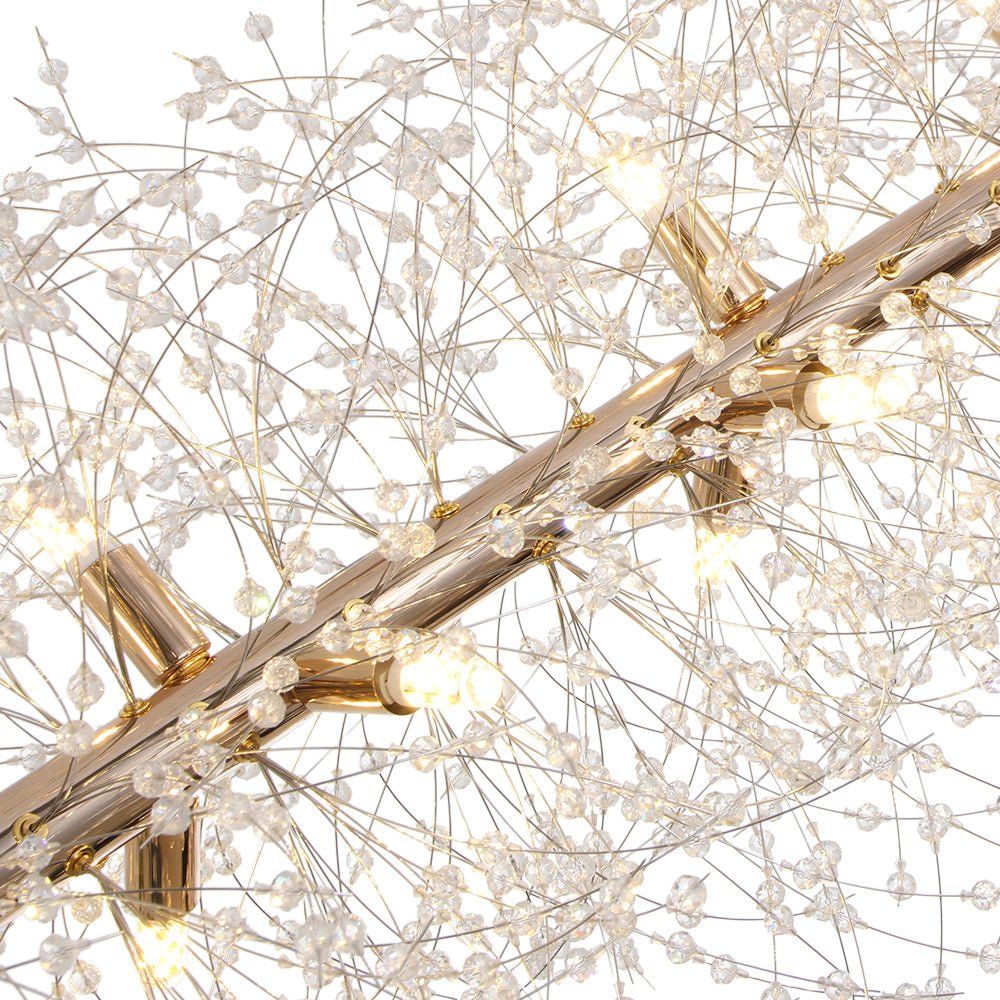 Modern Glam 15 - Light Starburst Dandelion Crystal Glass Linear Chandelier - LightfixturesUAE