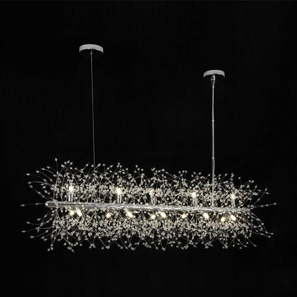 Modern Glam 15 - Light Starburst Dandelion Crystal Glass Linear Chandelier - LightfixturesUAE