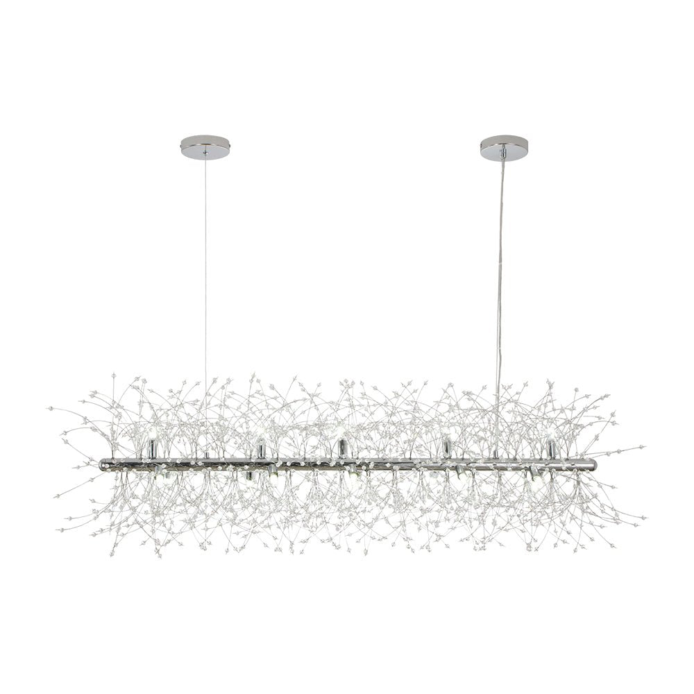 Modern Glam 15 - Light Starburst Dandelion Crystal Glass Linear Chandelier - LightfixturesUAE