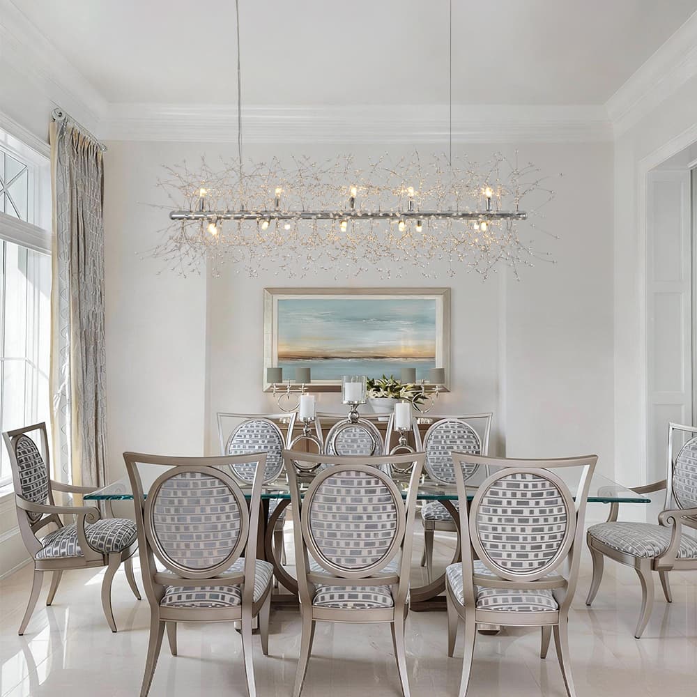 Modern Glam 15 - Light Starburst Dandelion Crystal Glass Linear Chandelier - LightfixturesUAE