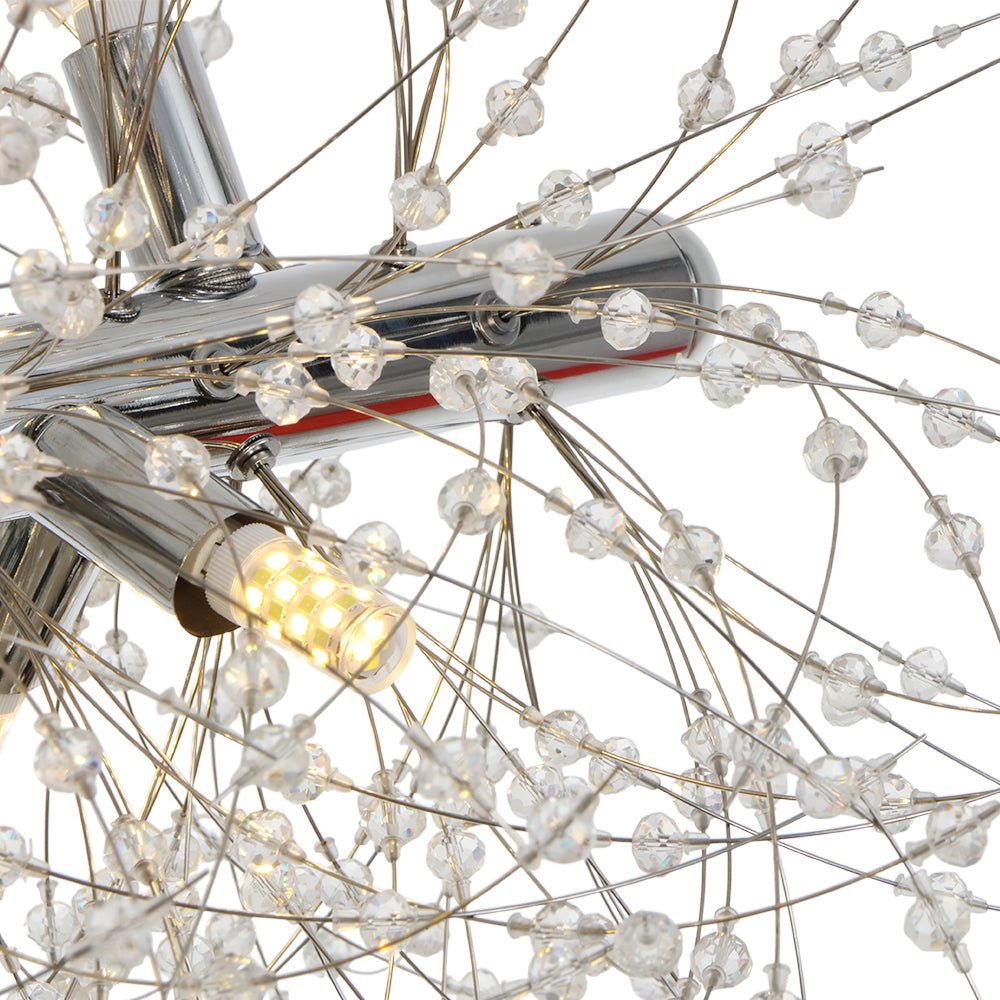 Modern Glam 15 - Light Starburst Dandelion Crystal Glass Linear Chandelier - LightfixturesUAE