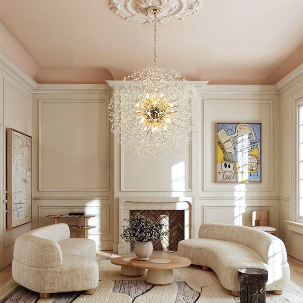 Modern Glam 16 - Light Starburst Dandelion Crystal Glass Chandelier - LightfixturesUAE