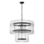Modern Glam 9 - Light Two - Tiered Glass Rod Round Chandelier - LightfixturesUAE