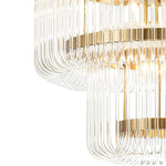 Modern Glam 9 - Light Two - Tiered Glass Rod Round Chandelier - LightfixturesUAE