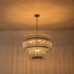 Modern Glam 9 - Light Two - Tiered Glass Rod Round Chandelier - LightfixturesUAE