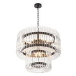 Modern Glam 9 - Light Two - Tiered Glass Rod Round Chandelier - LightfixturesUAE