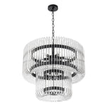 Modern Glam 9 - Light Two - Tiered Glass Rod Round Chandelier - LightfixturesUAE