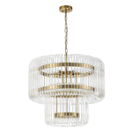 Modern Glam 9 - Light Two - Tiered Glass Rod Round Chandelier - LightfixturesUAE