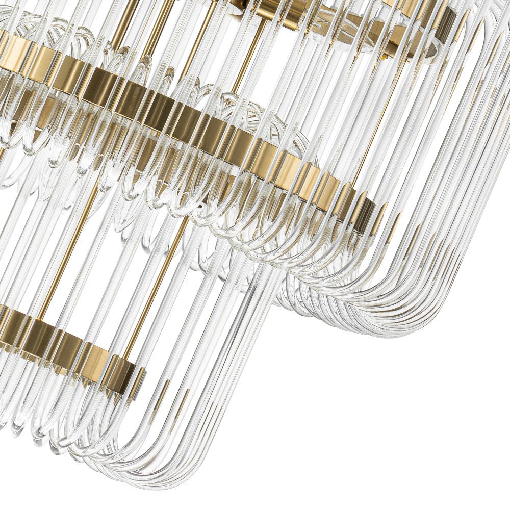 Modern Glam 9 - Light Two - Tiered Glass Rod Round Chandelier - LightfixturesUAE