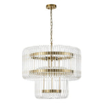 Modern Glam 9 - Light Two - Tiered Glass Rod Round Chandelier - LightfixturesUAE