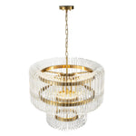 Modern Glam 9 - Light Two - Tiered Glass Rod Round Chandelier - LightfixturesUAE
