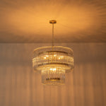 Modern Glam 9 - Light Two - Tiered Glass Rod Round Chandelier - LightfixturesUAE