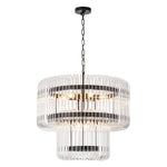 Modern Glam 9 - Light Two - Tiered Glass Rod Round Chandelier - LightfixturesUAE