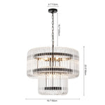 Modern Glam 9 - Light Two - Tiered Glass Rod Round Chandelier - LightfixturesUAE