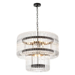 Modern Glam 9 - Light Two - Tiered Glass Rod Round Chandelier - LightfixturesUAE