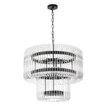 Modern Glam 9 - Light Two - Tiered Glass Rod Round Chandelier - LightfixturesUAE