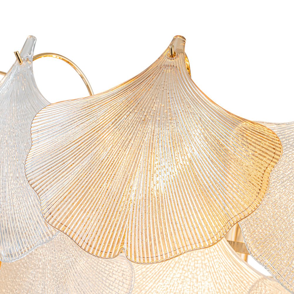 Modern Glam Ginkgo Leaf Shell Glass Chandelier - LightfixturesUAE