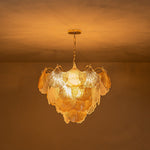 Modern Glam Ginkgo Leaf Shell Glass Chandelier - LightfixturesUAE