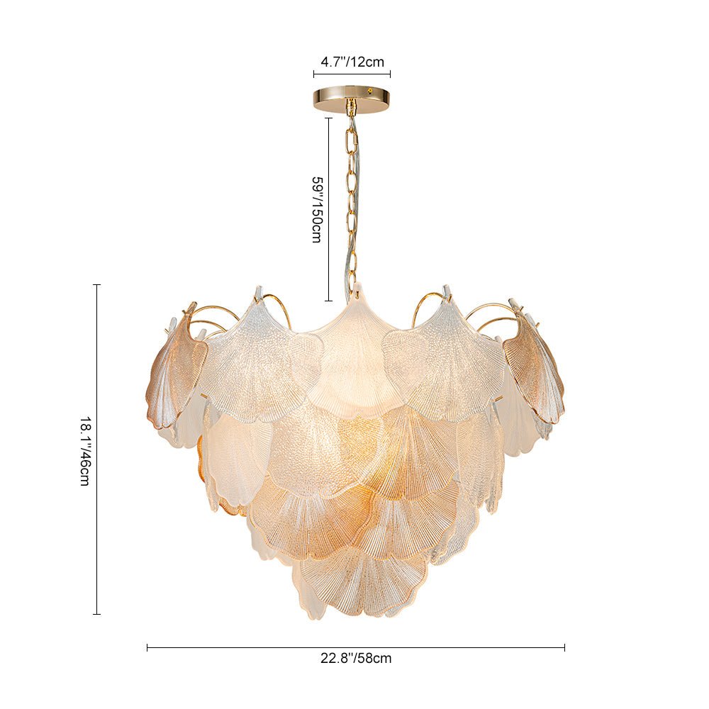 Modern Glam Ginkgo Leaf Shell Glass Chandelier - LightfixturesUAE