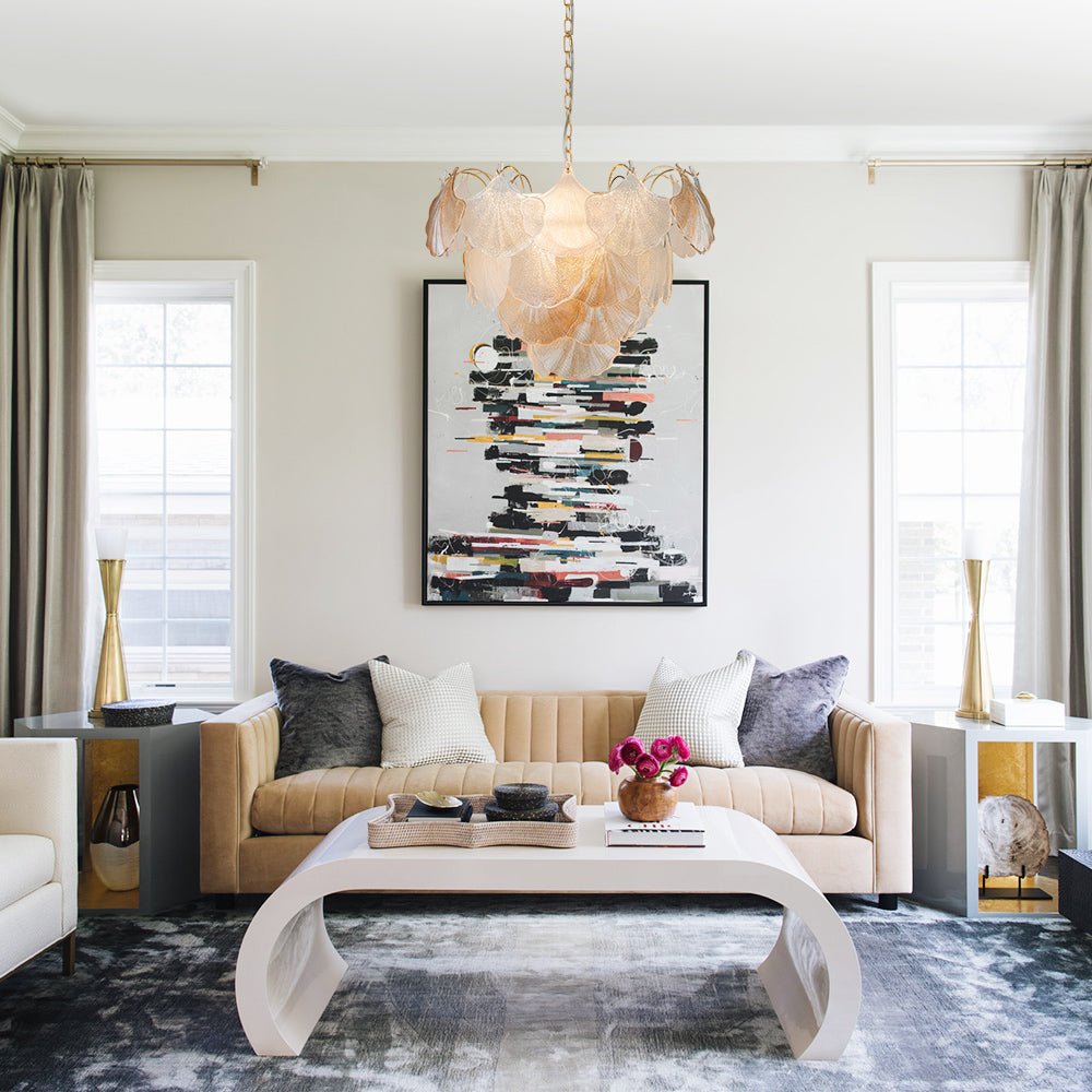 Modern Glam Ginkgo Leaf Shell Glass Chandelier - LightfixturesUAE