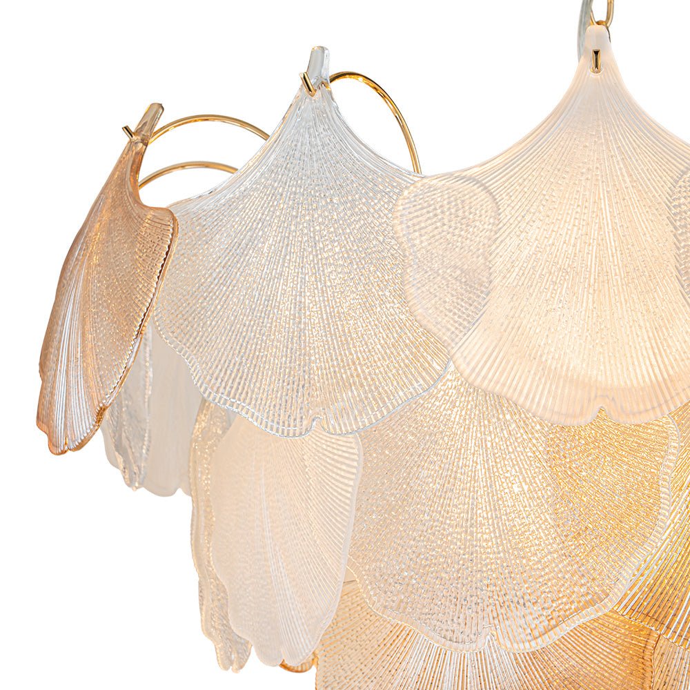 Modern Glam Ginkgo Leaf Shell Glass Chandelier - LightfixturesUAE
