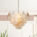 Modern Glam Ginkgo Leaf Shell Glass Chandelier - LightfixturesUAE