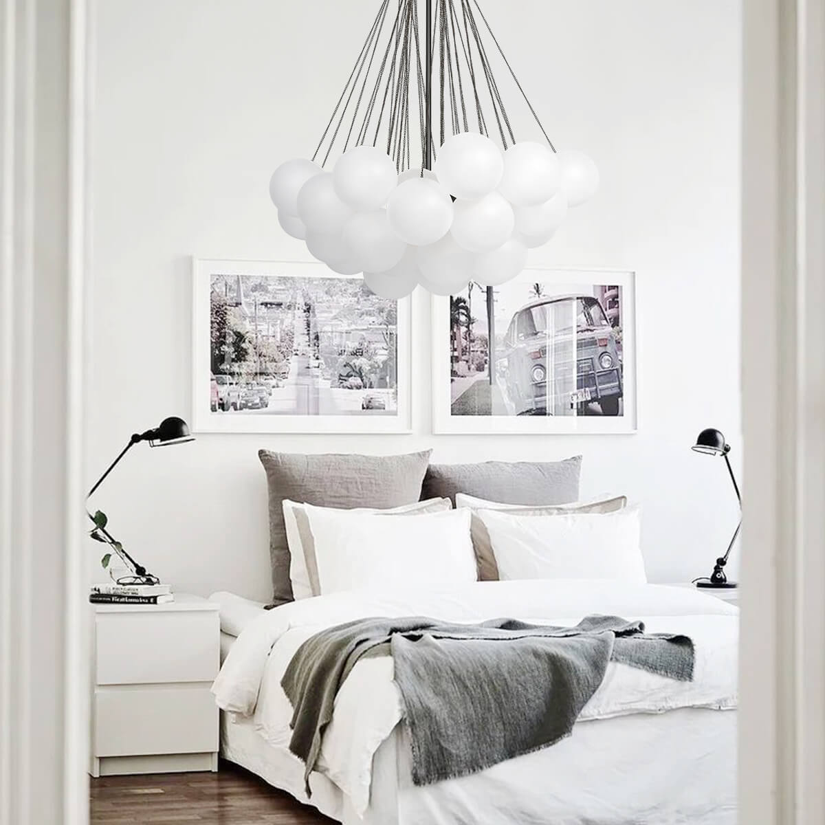 Modern Globe Bubble Cluster Glass Ball Chandelier - LightfixturesUAE